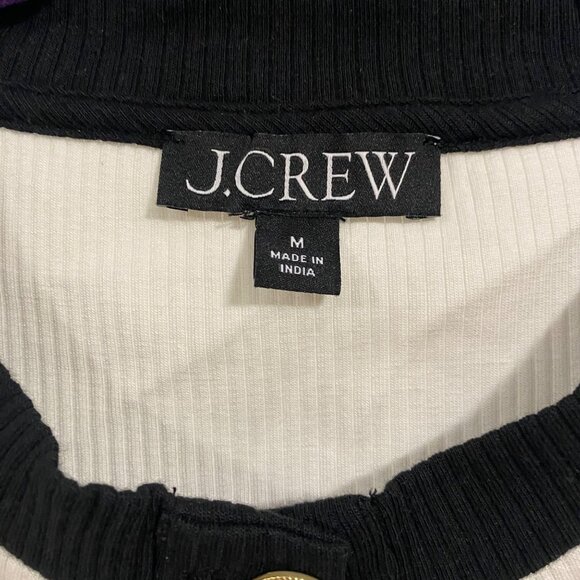 J. Crew Vintage Rib Lady Jacket Blouse Size M White and Black - Picture 3 of 7